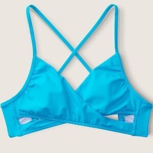 Bright blue Body Wrap Bikini Top size large VS Pink tie back